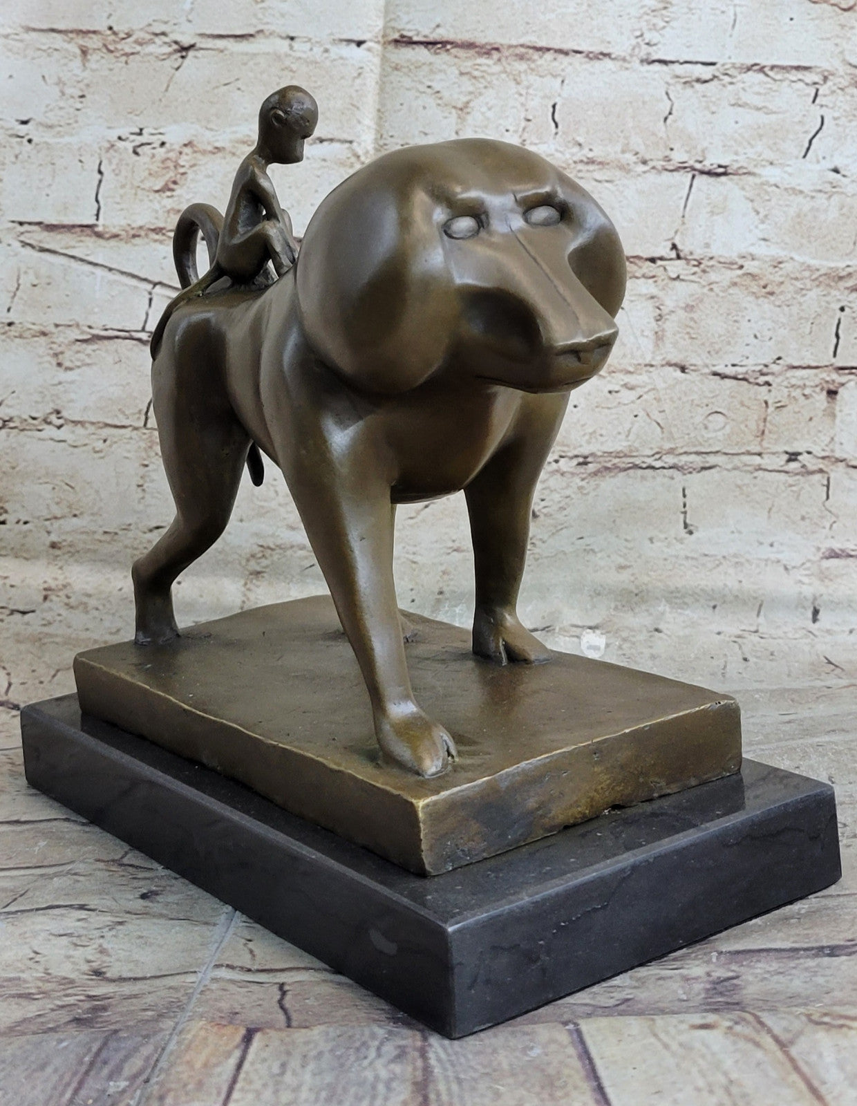 Bronze Mother Monkey With Her Young - Animal Sculpture - signed Artwork Statue