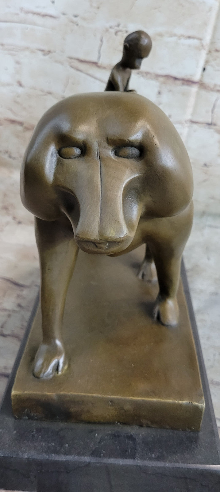 Bronze Mother Monkey With Her Young - Animal Sculpture - signed Artwork Statue