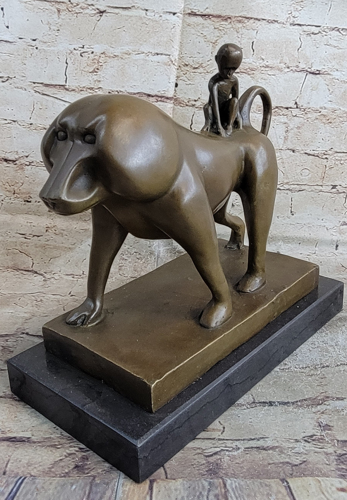 Bronze Mother Monkey With Her Young - Animal Sculpture - signed Artwork Statue