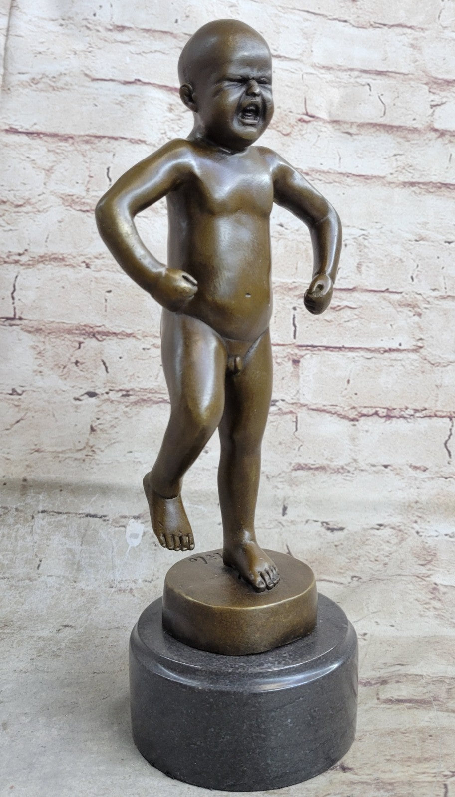 Art Deco Hand Made Baby crying Bronze sculpture by Lost wax Method Statue DEAL