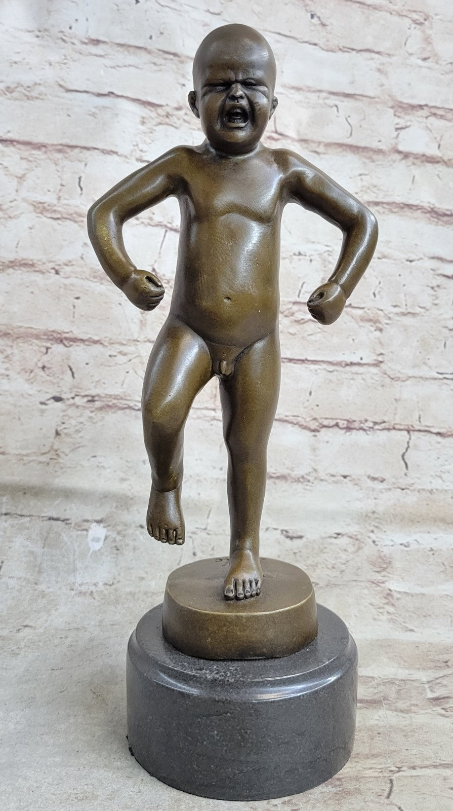 Art Deco Hand Made Baby crying Bronze sculpture by Lost wax Method Statue DEAL