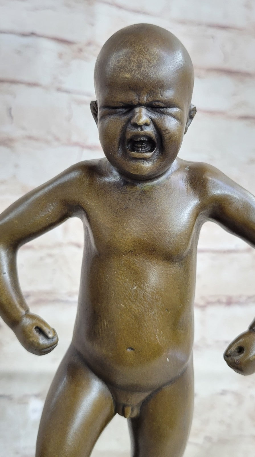 Art Deco Hand Made Baby crying Bronze sculpture by Lost wax Method Statue DEAL