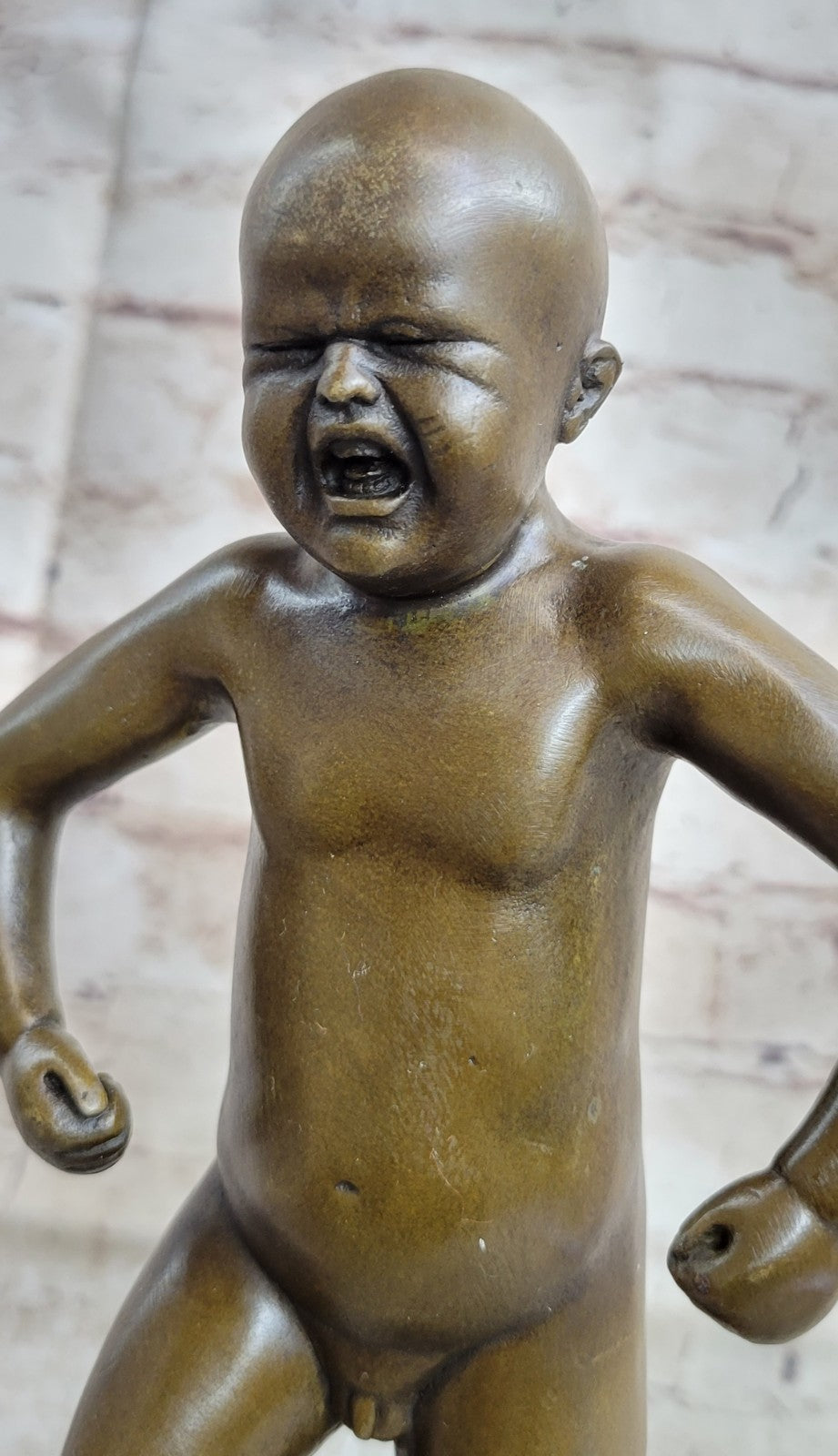 Art Deco Hand Made Baby crying Bronze sculpture by Lost wax Method Statue DEAL