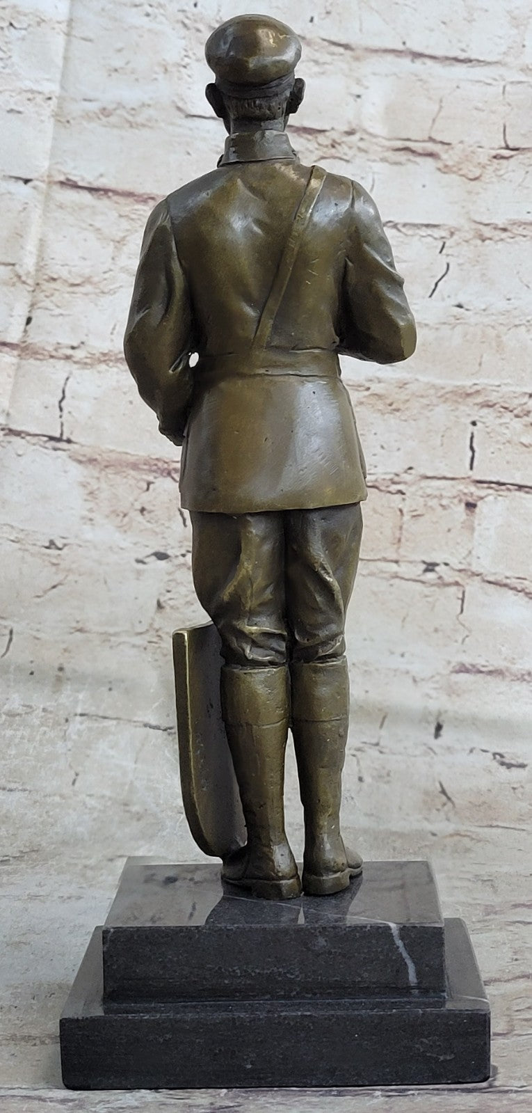 Handcrafted European Polish Soldier with Uniform Bronze Sculpture Detail Figure