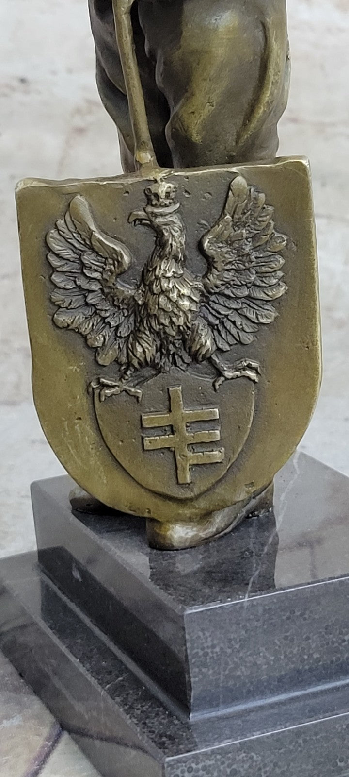 Handcrafted European Polish Soldier with Uniform Bronze Sculpture Detail Figure