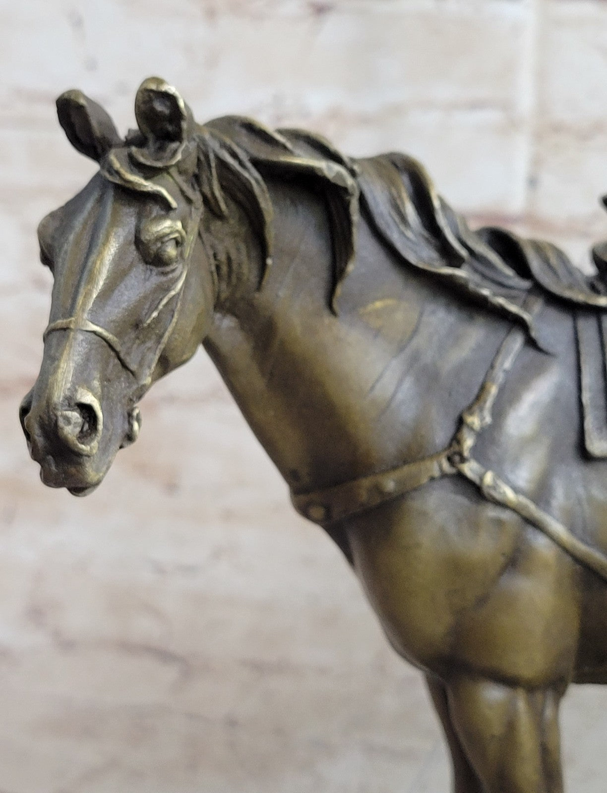Hand Made Bronze Sculpture Staff Sgt Reckless Horse with saddle Home Decoration