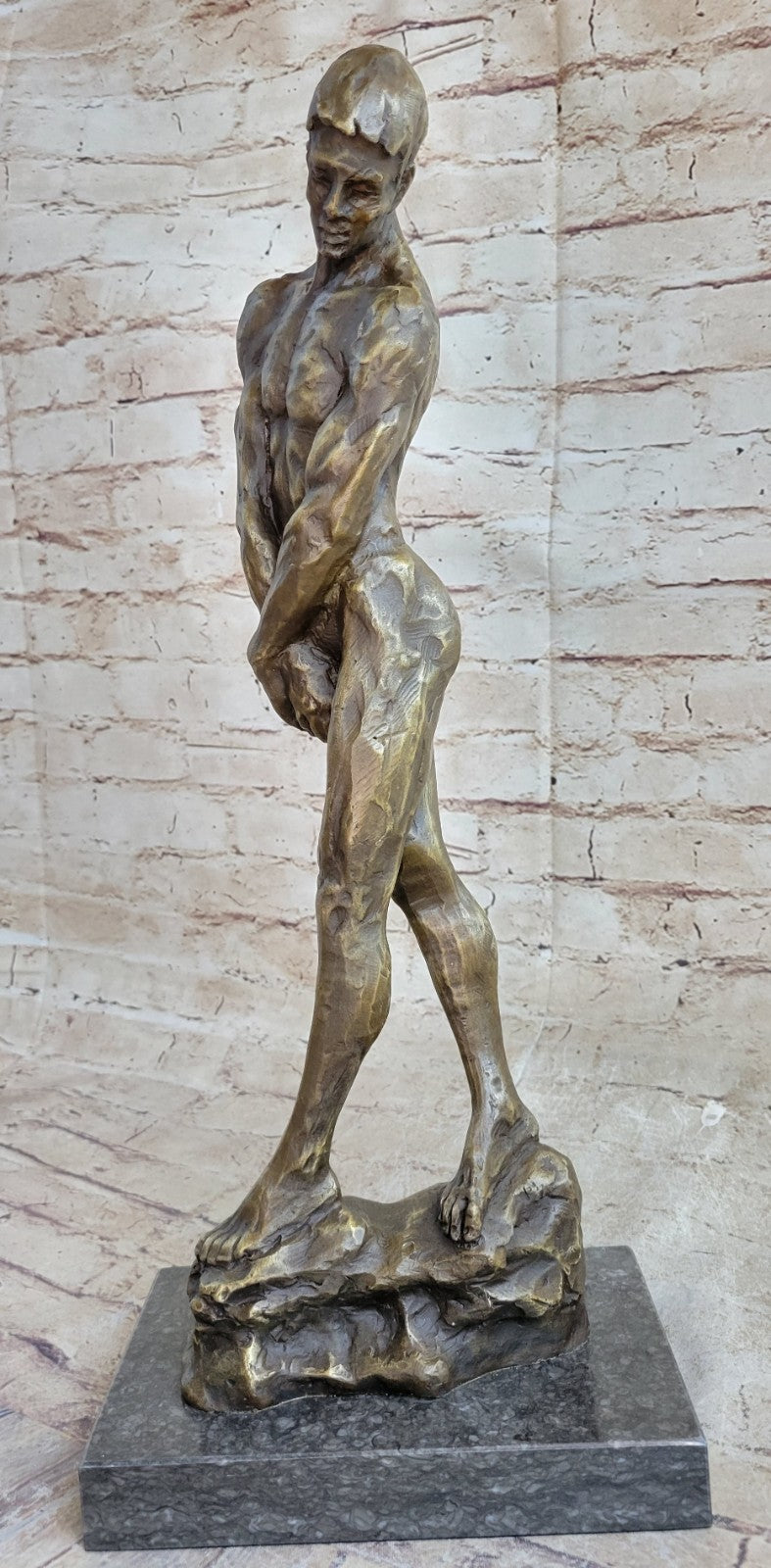 Bronze Sculpture A Cast , Adam, By Auguste Rodin Figurine Statue Nude Decor