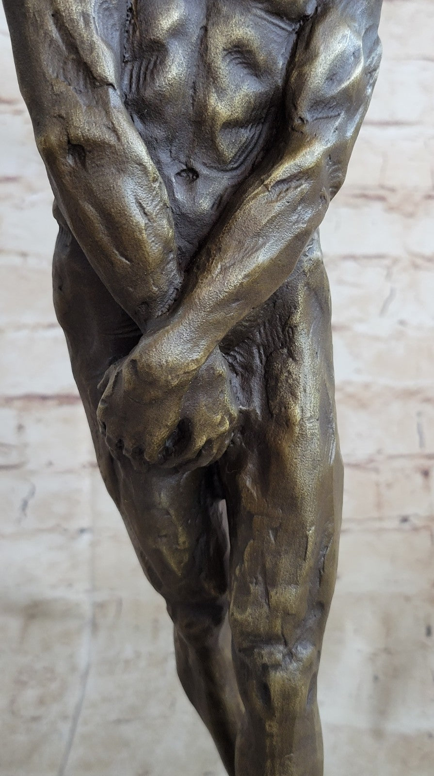 Bronze Sculpture A Cast , Adam, By Auguste Rodin Figurine Statue Nude Decor