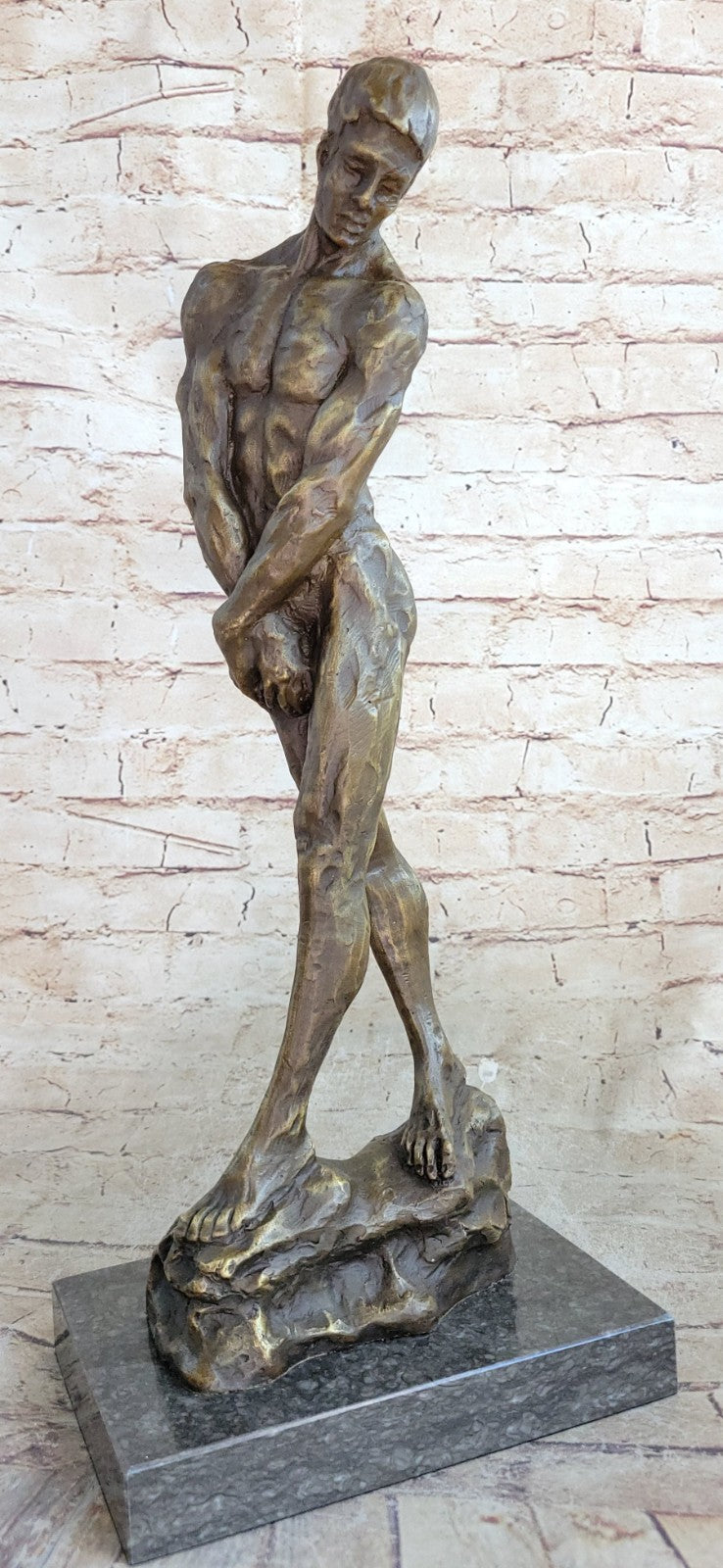 Bronze Sculpture A Cast , Adam, By Auguste Rodin Figurine Statue Nude Decor