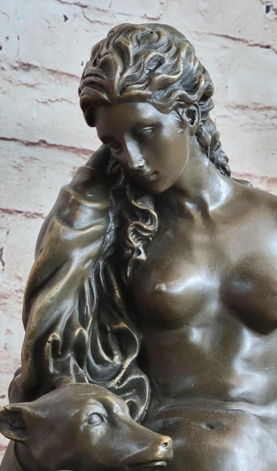 Fabulous Bronze Statue Sculpture Nude Woman Lady Dog Figurine Art Deco Interior