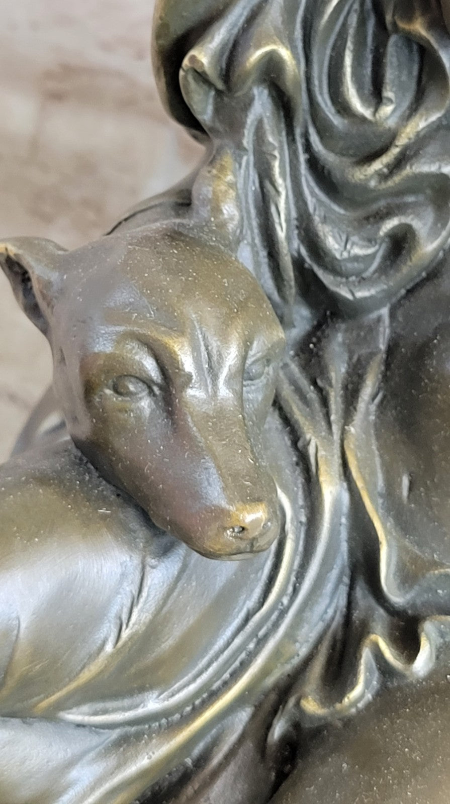 Fabulous Bronze Statue Sculpture Nude Woman Lady Dog Figurine Art Deco Interior