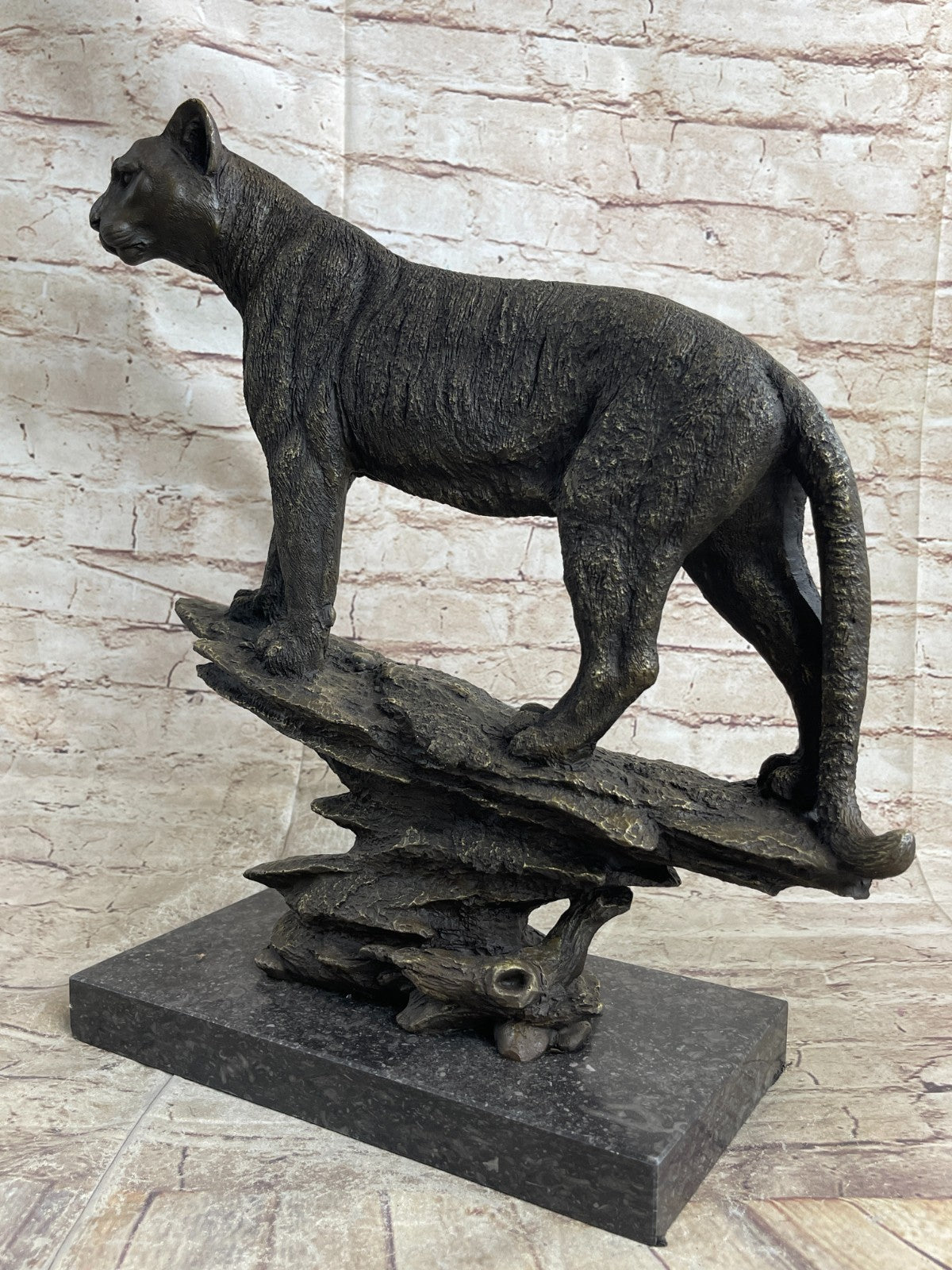 Jaguar Panther Leopard Cougar Big Cat Collector Artwork Bronze Statue Bugatti