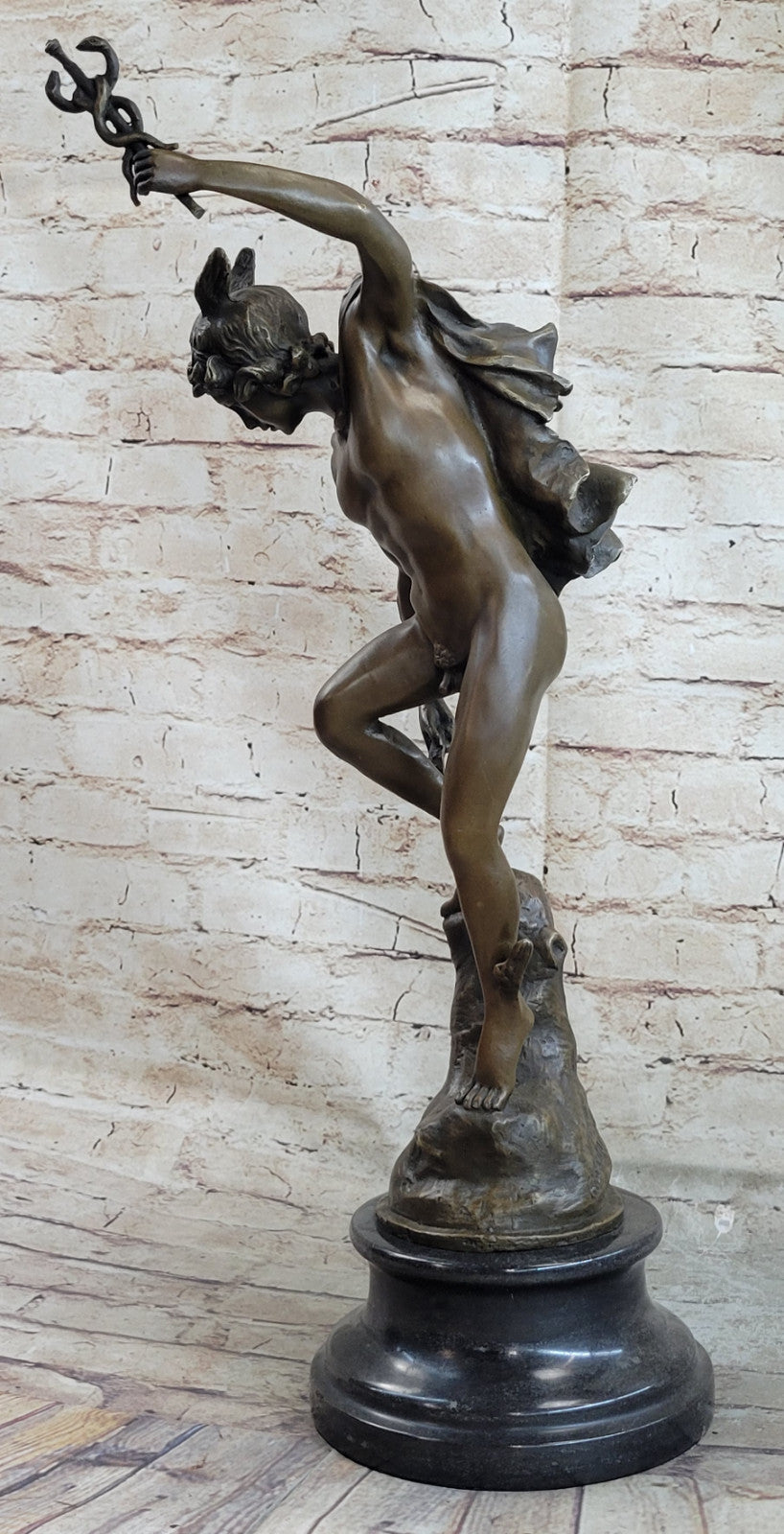 Statue Sculpture Mercury Art Deco Style Art Nouveau Style Bronze Signed Figurine