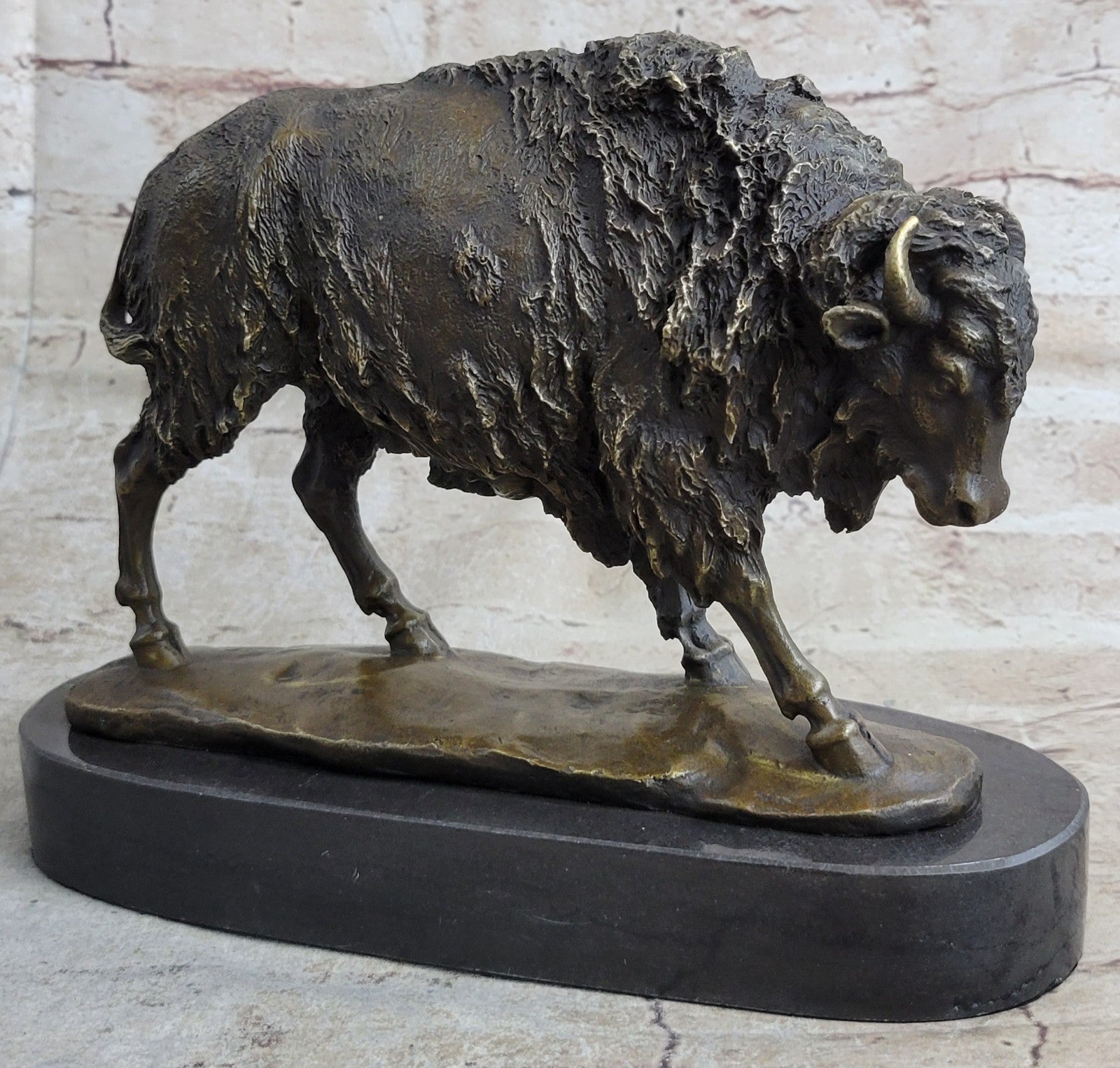 Handcrafted bronze sculpture SALE Marble Artwork Western Bison Buffalo American
