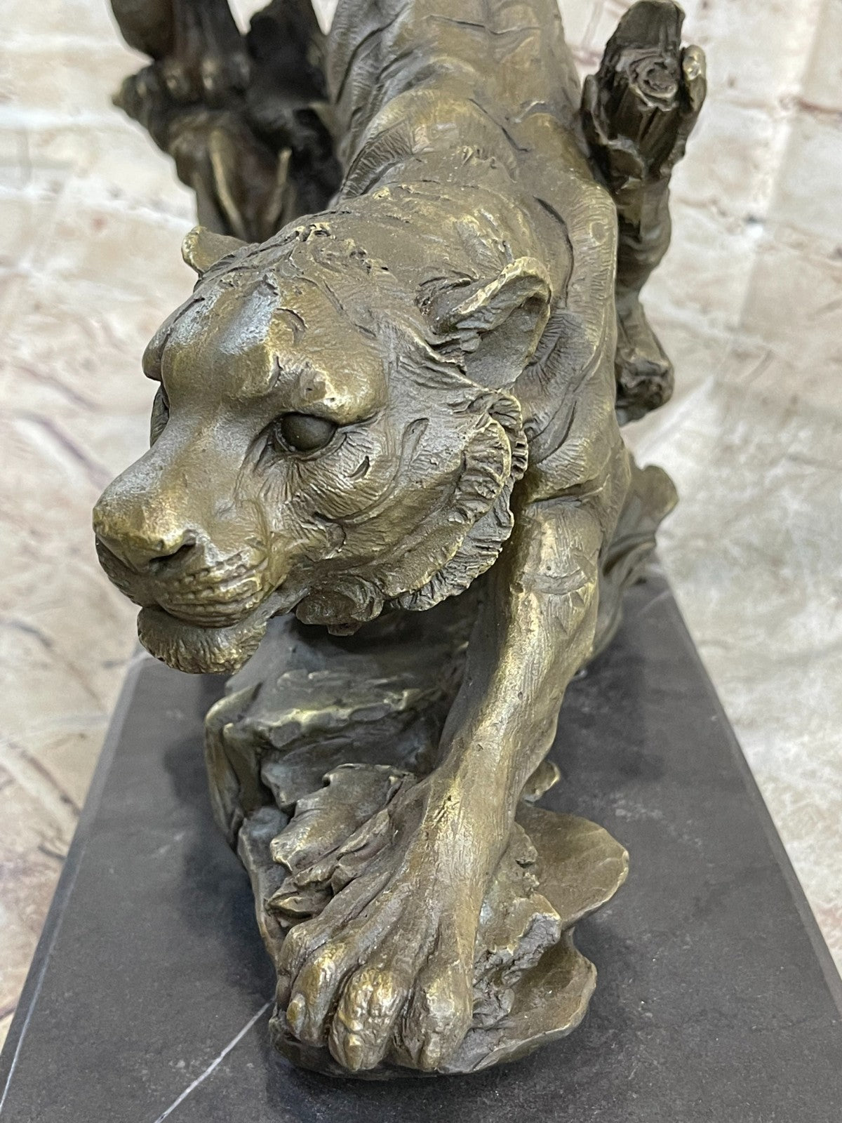 18" classical bronze modern art sculpture beast animal a tiger statue Decorative