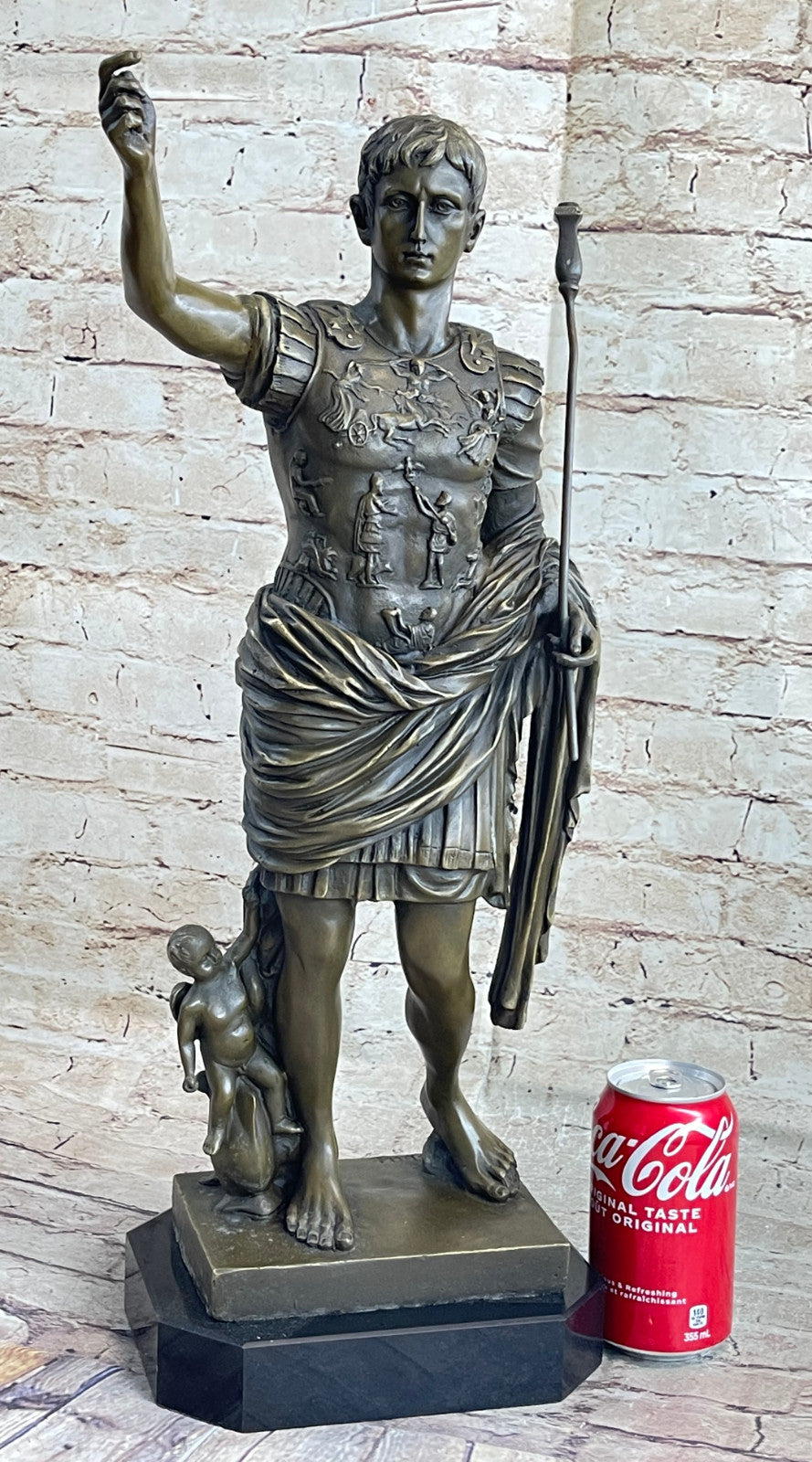 Hot Cast Large Emperor Julius Caesar Bronze Sculpture Marble Base Figurine SALE