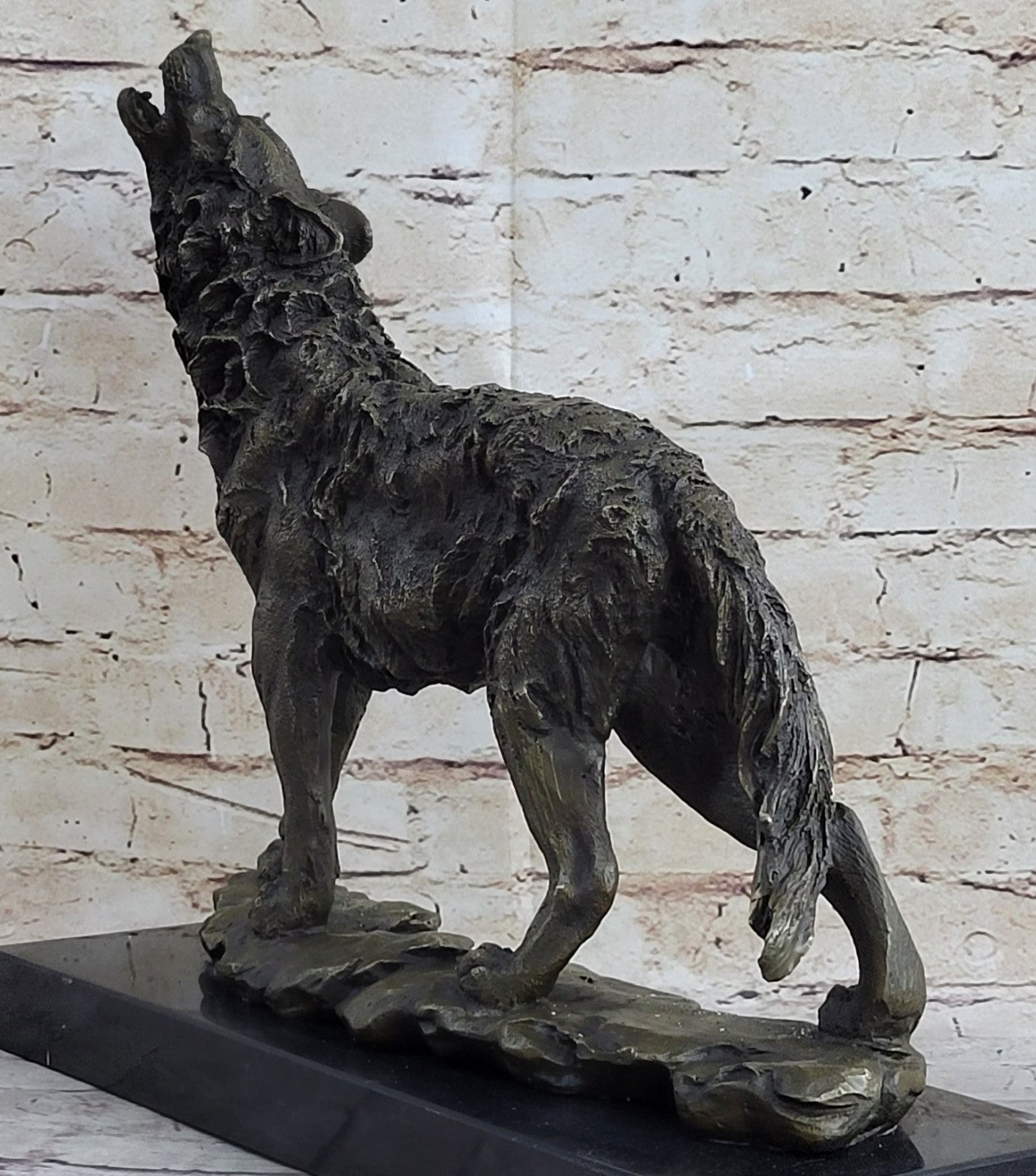 Art Deco Hot Cast "Wolf Howling At The Bronze Sculpture Figurine Statue Deal
