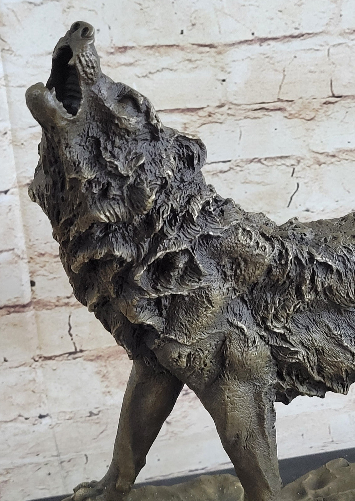 Art Deco Hot Cast "Wolf Howling At The Bronze Sculpture Figurine Statue Deal