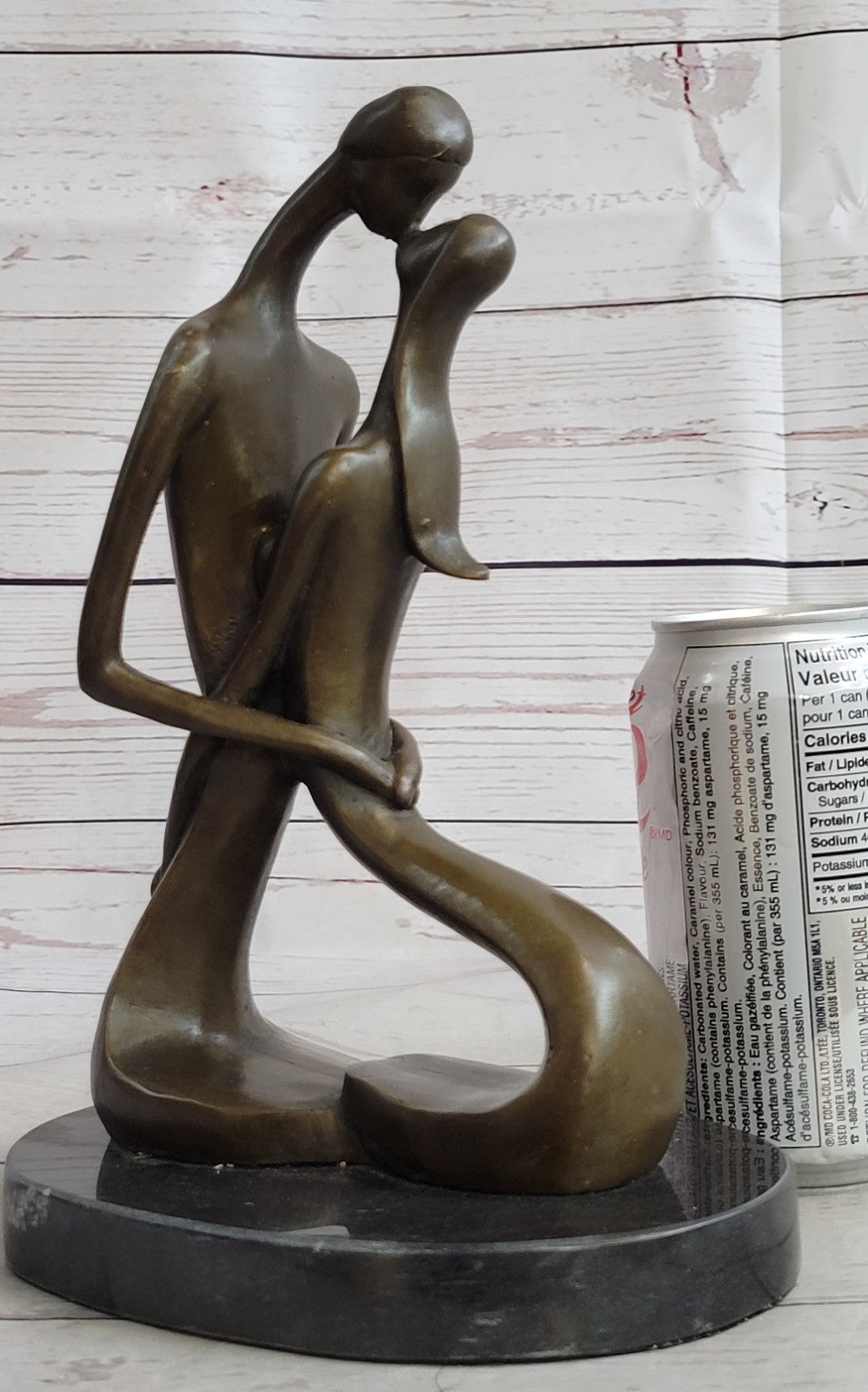 100% Real Bronze Sculpture Nude Lovers Couple Erotic Sexy Art Deco Abstract SALE