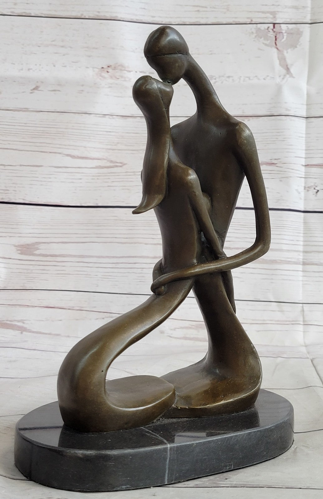 100% Real Bronze Sculpture Nude Lovers Couple Erotic Sexy Art Deco Abstract SALE