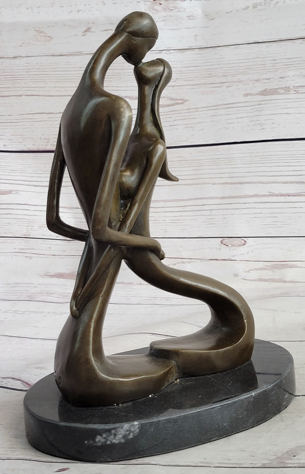 100% Real Bronze Sculpture Nude Lovers Couple Erotic Sexy Art Deco Abstract SALE