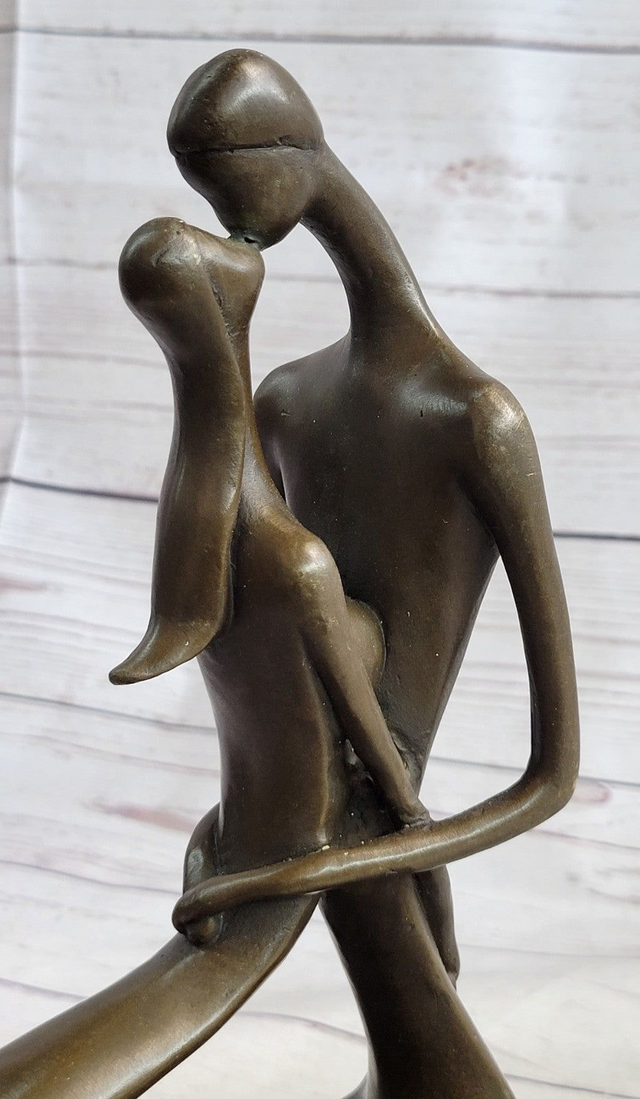 100% Real Bronze Sculpture Nude Lovers Couple Erotic Sexy Art Deco Abstract SALE