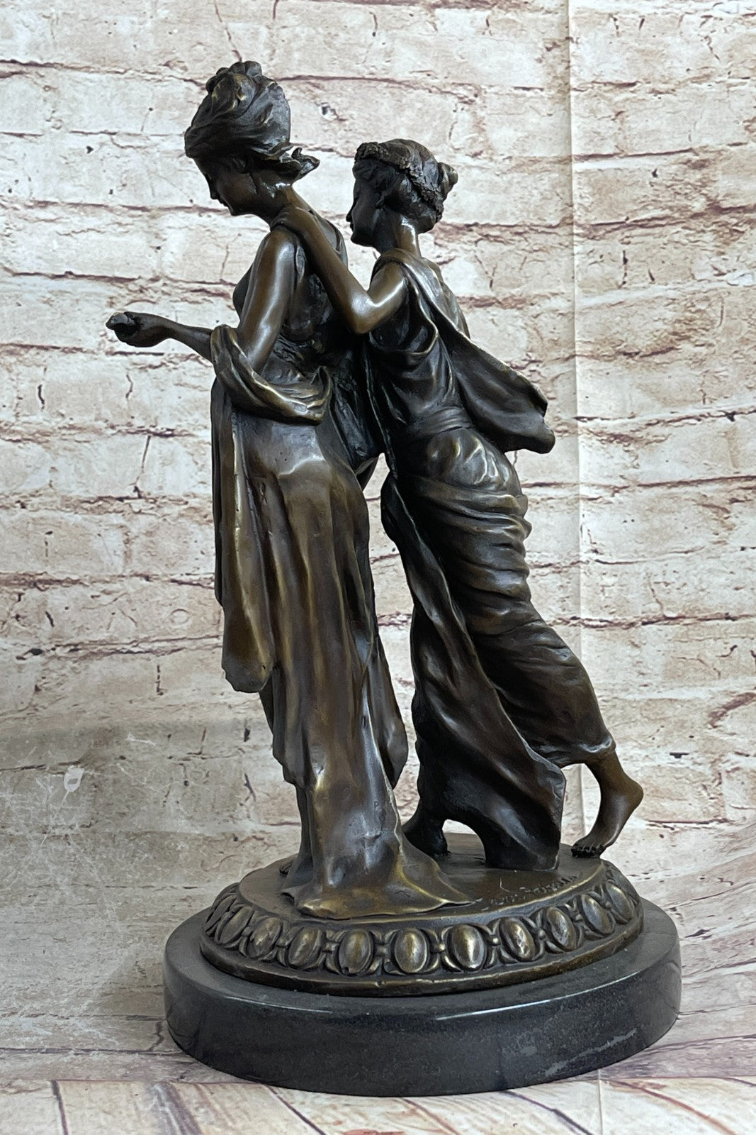 Handcrafted bronze sculpture SALE Marble Women Grecian Ancient Original Signed