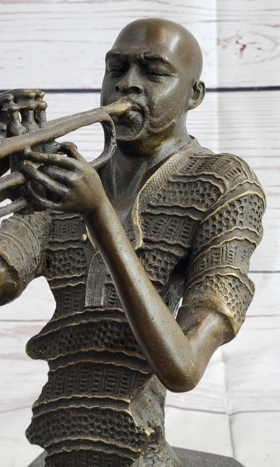 Melodic Masterpiece: Lost Wax Method Bronze Sculpture of a Black Trumpet Player