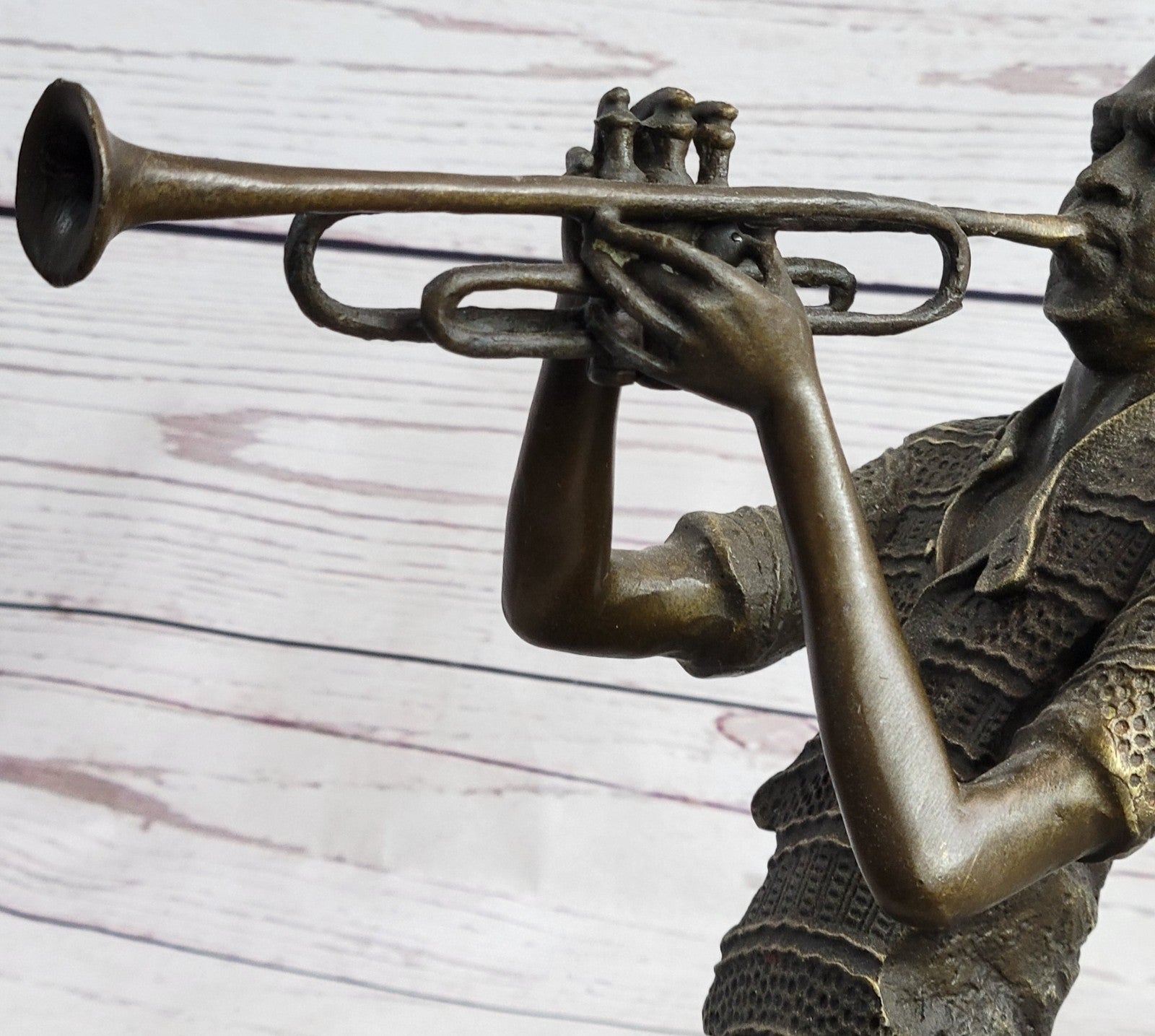 Melodic Masterpiece: Lost Wax Method Bronze Sculpture of a Black Trumpet Player