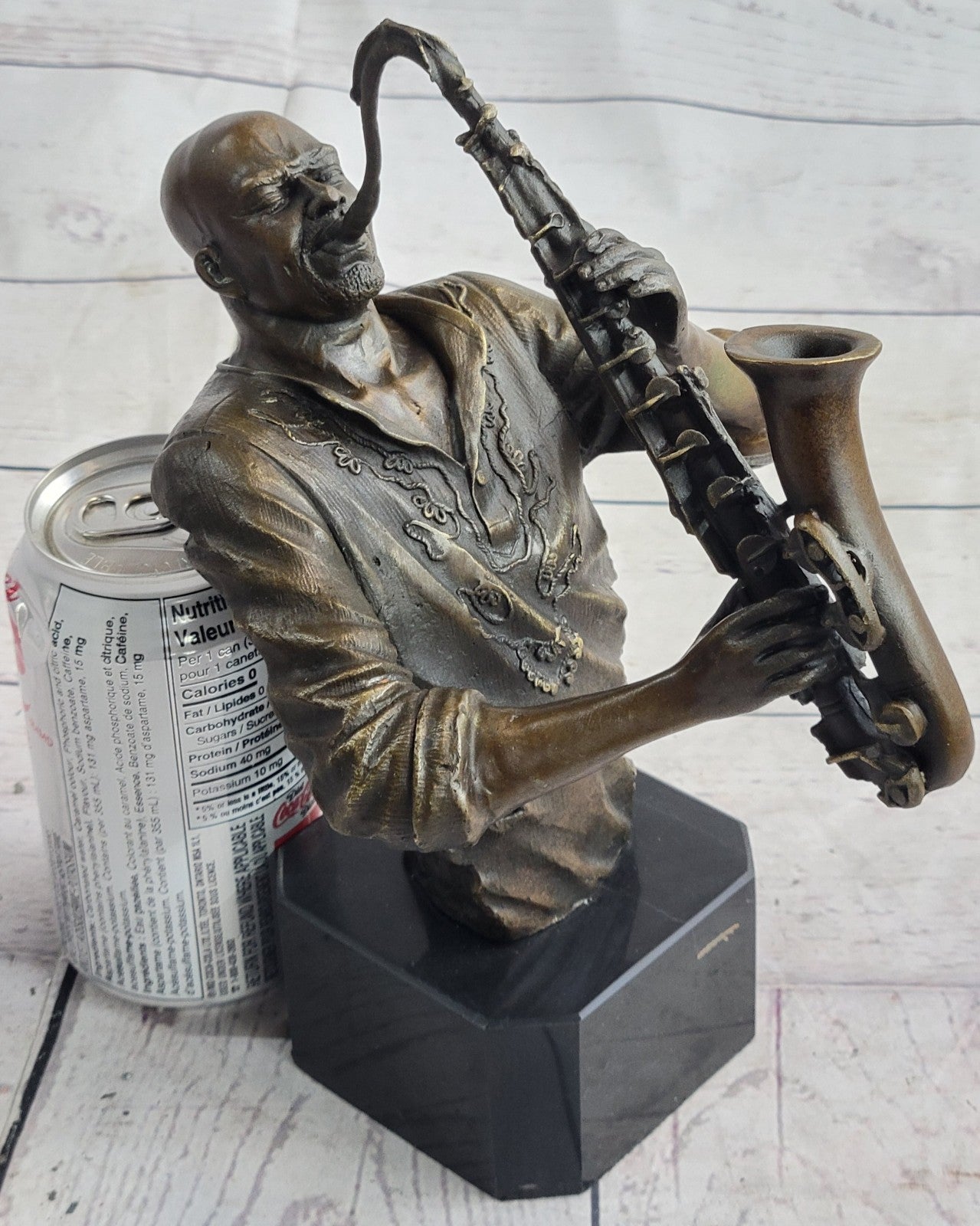 TRUMPET PLAYER Bronze Statuette JAZZ BAND Collection, 10", European Finery