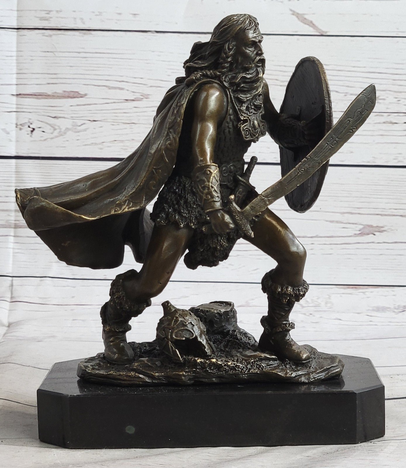 Handcrafted bronze sculpture SALE Base Marble Rare Sword With Warrior European