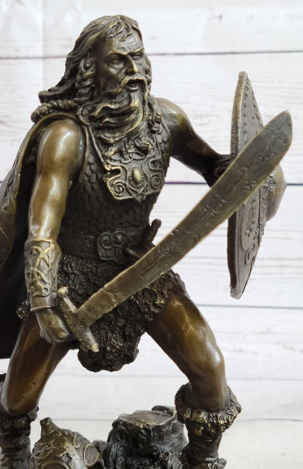 Handcrafted bronze sculpture SALE Base Marble Rare Sword With Warrior European