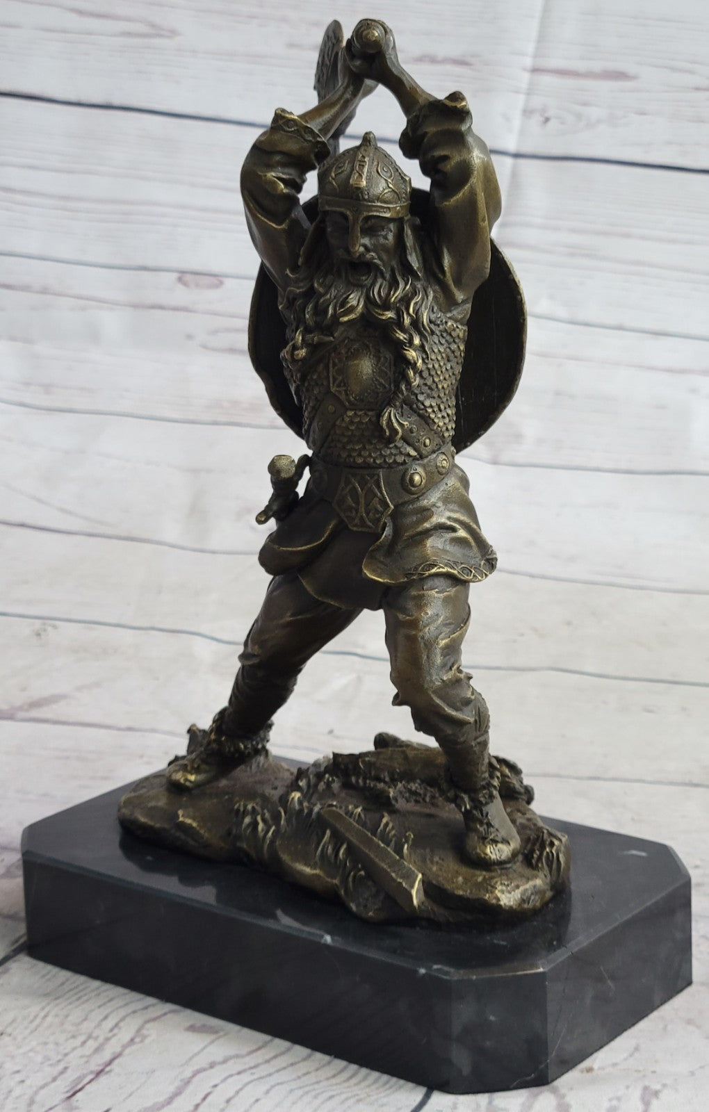 Bronze Sculpture European Warrior Museum Good Quality Marble Base Figurine Sale