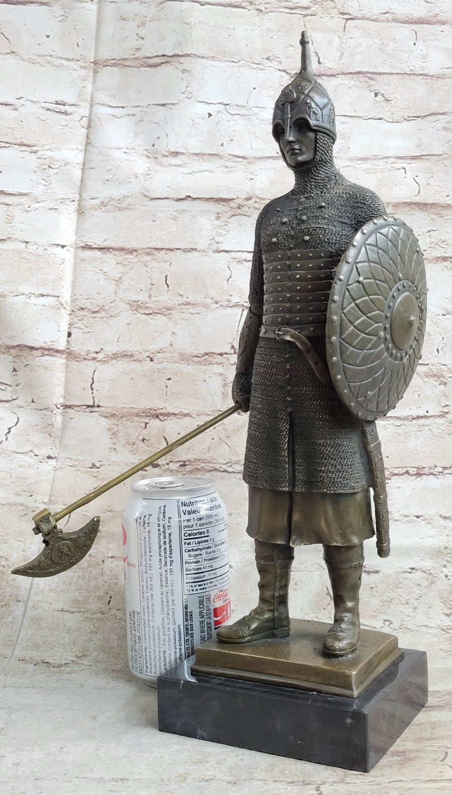 15" Tall Medieval Crusader Knight Templar Signed Hot Cast Bronze Statue Sculpture