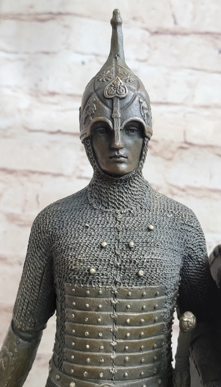 15" Tall Medieval Crusader Knight Templar Signed Hot Cast Bronze Statue Sculpture