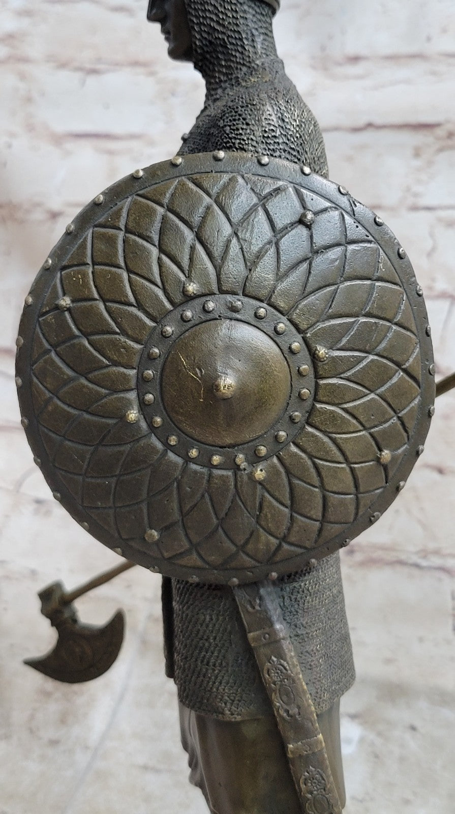 15" Tall Medieval Crusader Knight Templar Signed Hot Cast Bronze Statue Sculpture