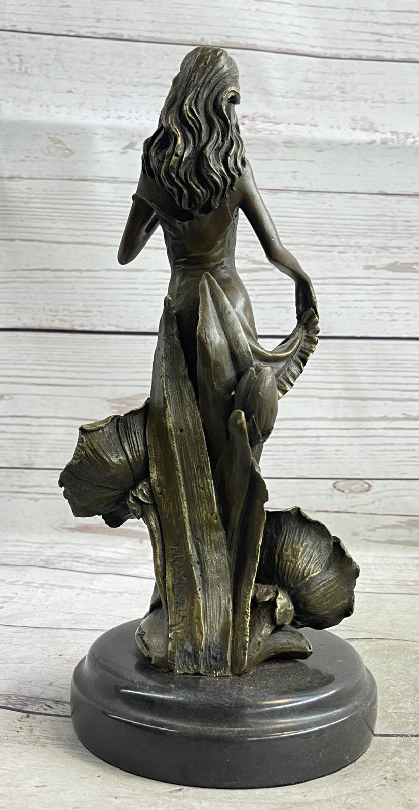 Art Deco Bronze Maiden: Signed Moreau Lily Girl with Flowers - Collectible Statue