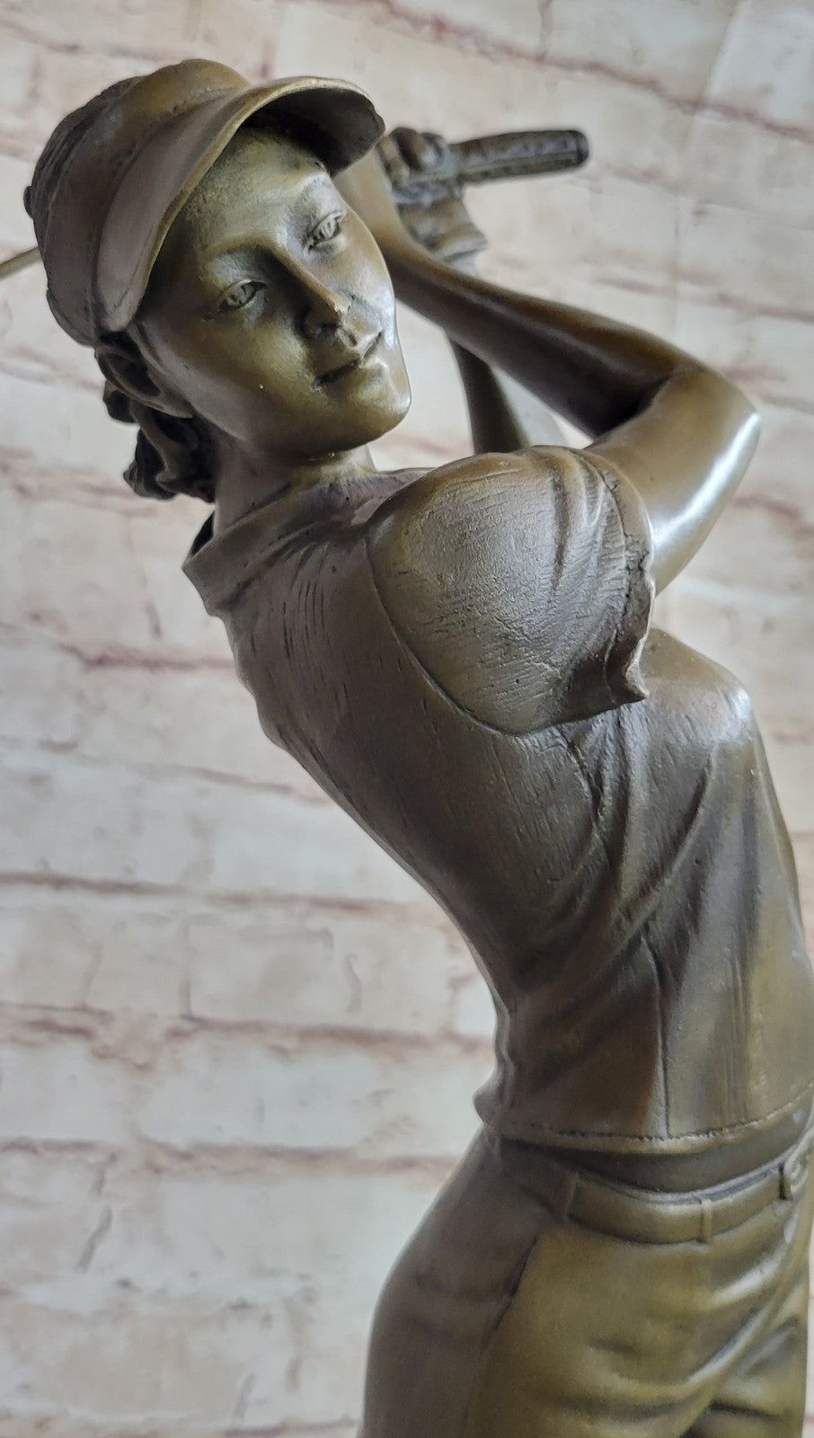 Handcrafted Detailed Bronze Masterpiece Woman Lady Girl Golfer Bronze Figurine