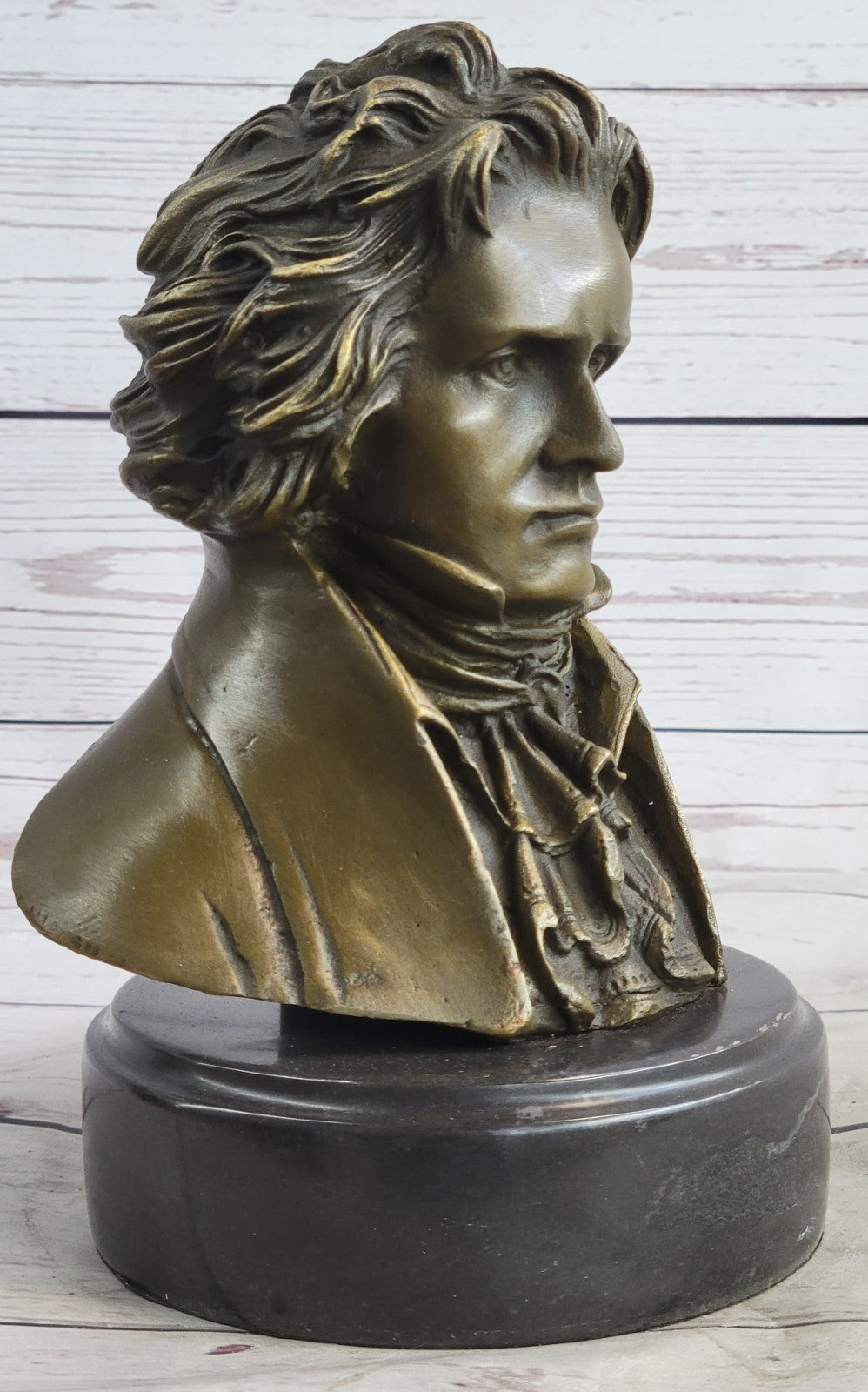 BEETHOVEN Genuine Bronze Cast Stone ATTILA`s Original Artwork Bust Sculpture