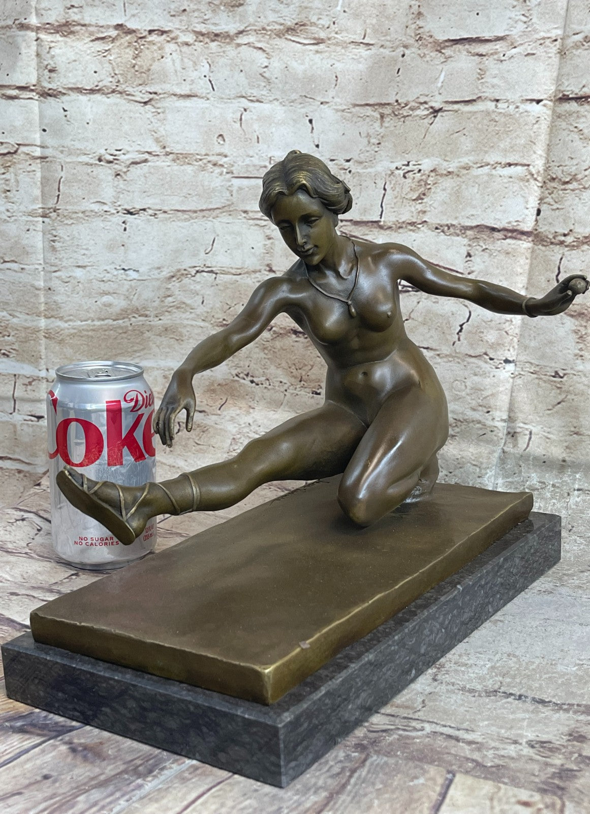 Art Deco Nude Female by French Artist Jean Patoue Bronze Sculpture Statue
