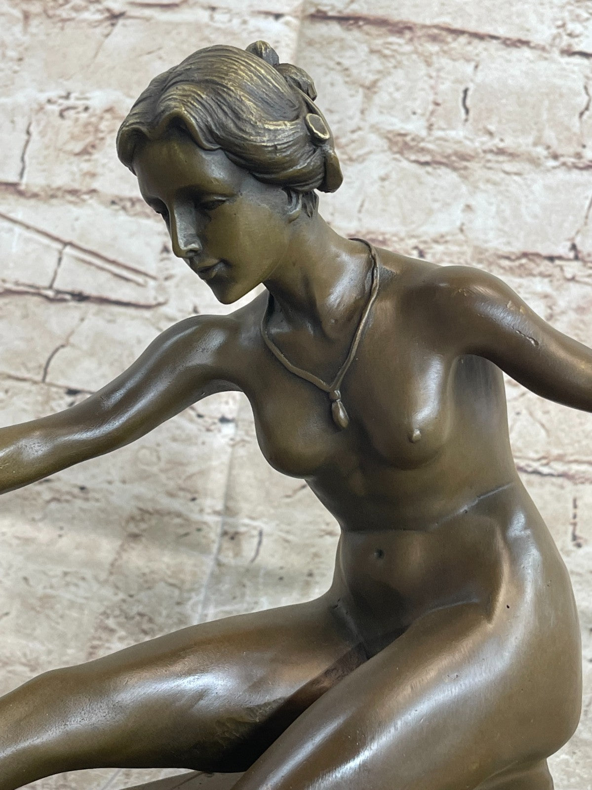 Art Deco Nude Female by French Artist Jean Patoue Bronze Sculpture Statue