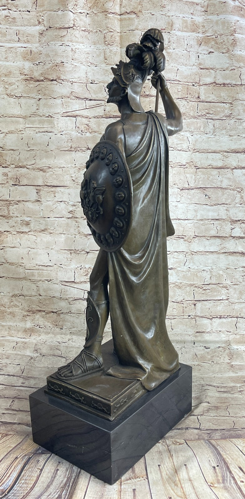 ANCIENT TIMES ROMAN LEGION SOLDIER JAVELIN SHIELD Sculpture Statue 100% Bronze