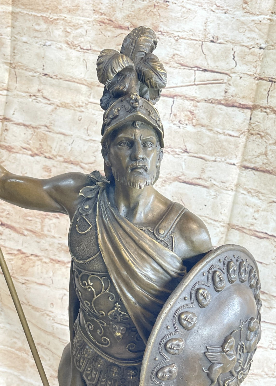 ANCIENT TIMES ROMAN LEGION SOLDIER JAVELIN SHIELD Sculpture Statue 100% Bronze