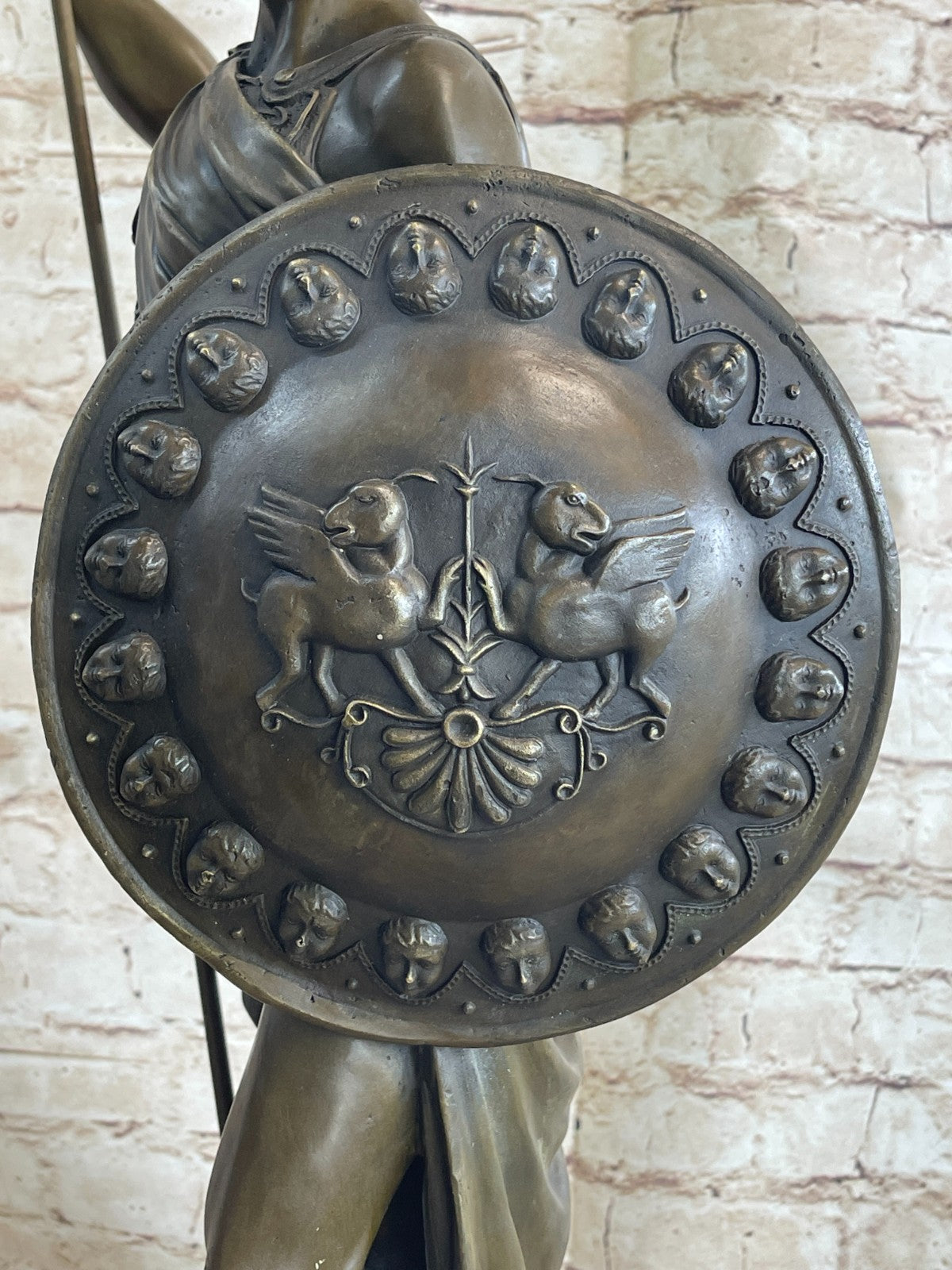 ANCIENT TIMES ROMAN LEGION SOLDIER JAVELIN SHIELD Sculpture Statue 100% Bronze