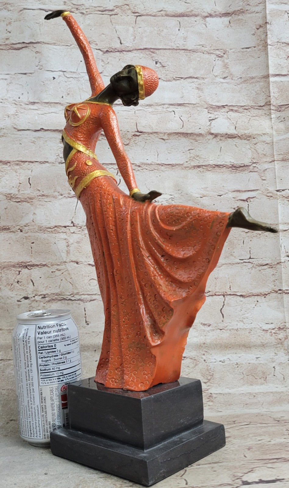 LARGE DIMITRI CHIPARUS DANCER ART DECO BRONZE SCULPTURE MARBLE BASE FIGURINE
