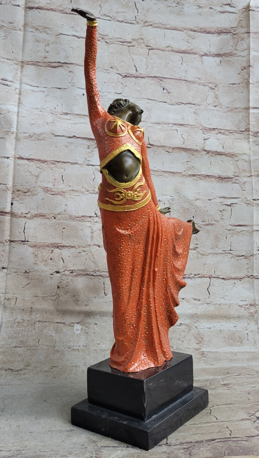 LARGE DIMITRI CHIPARUS DANCER ART DECO BRONZE SCULPTURE MARBLE BASE FIGURINE