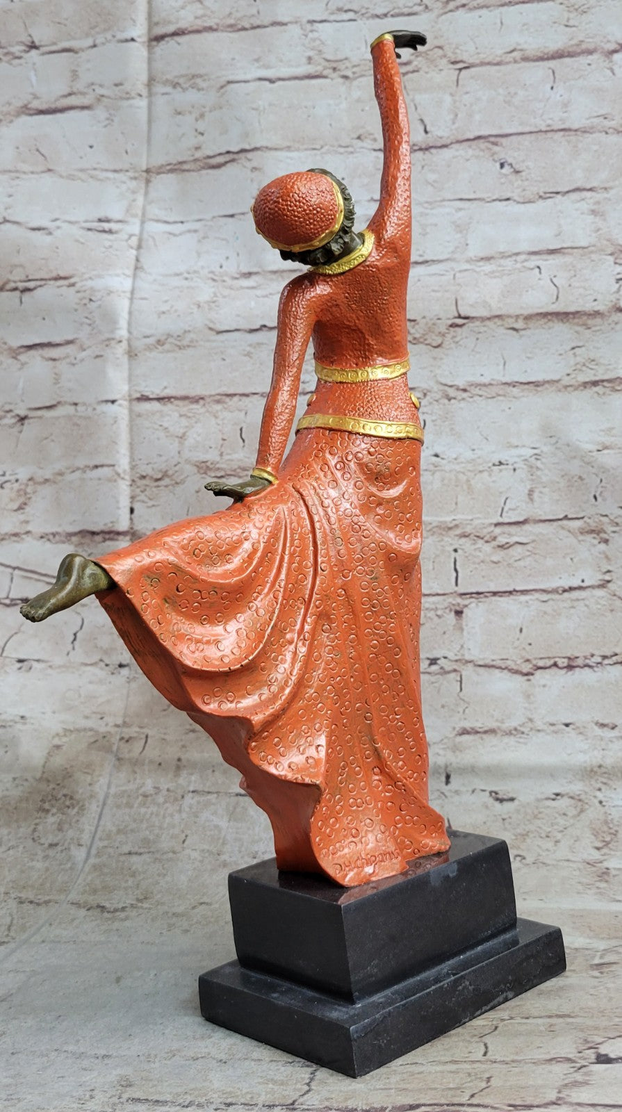 LARGE DIMITRI CHIPARUS DANCER ART DECO BRONZE SCULPTURE MARBLE BASE FIGURINE