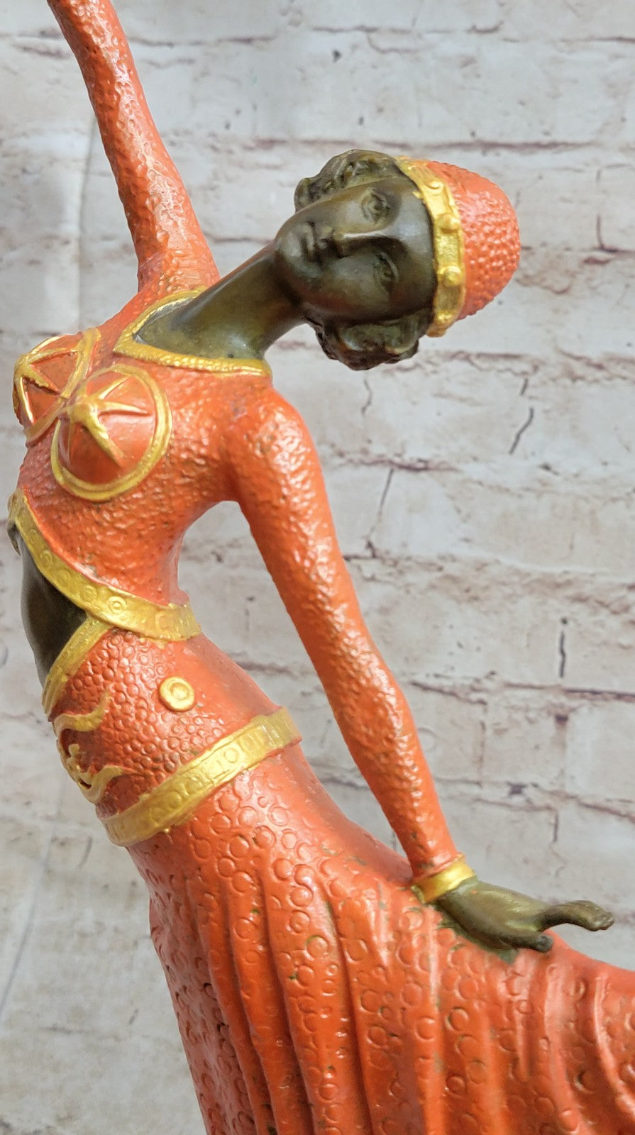 LARGE DIMITRI CHIPARUS DANCER ART DECO BRONZE SCULPTURE MARBLE BASE FIGURINE
