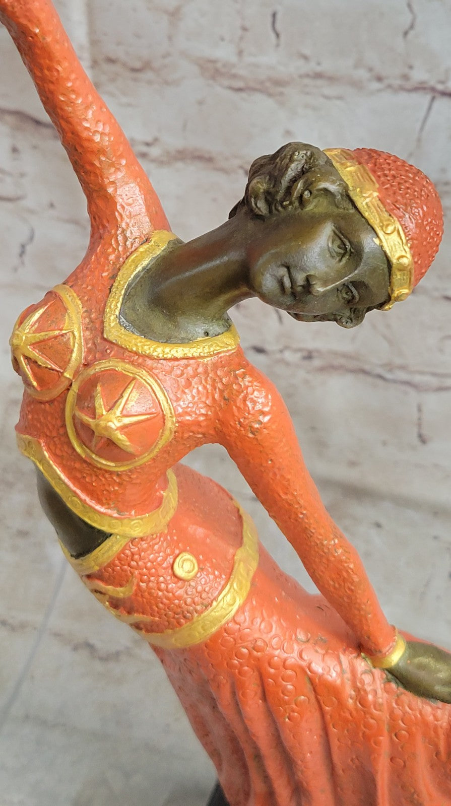 LARGE DIMITRI CHIPARUS DANCER ART DECO BRONZE SCULPTURE MARBLE BASE FIGURINE