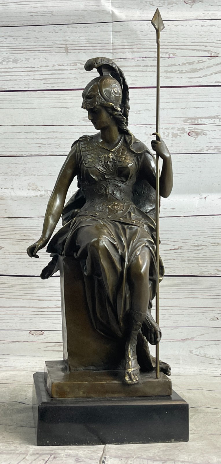 Greek Bronze Marble Art Goddess Wisdom Athena GOD OF WAR statue Sculpture LARGE